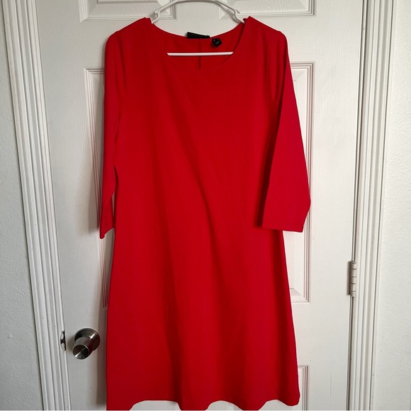 Attitudes by Renee | Red Jersey  A-Line Dress - Picture 2 of 7